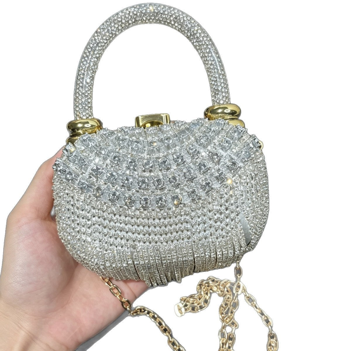 Evening Clutch Shoulder And Crossbody Bag Handbag Fully Diamond-encrusted Womens