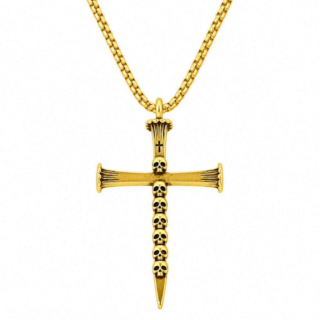 Hot Selling Cross Skull Pendant Necklace For Men, Unique Bold Statement Necklace, Fashion High-End Jewelry