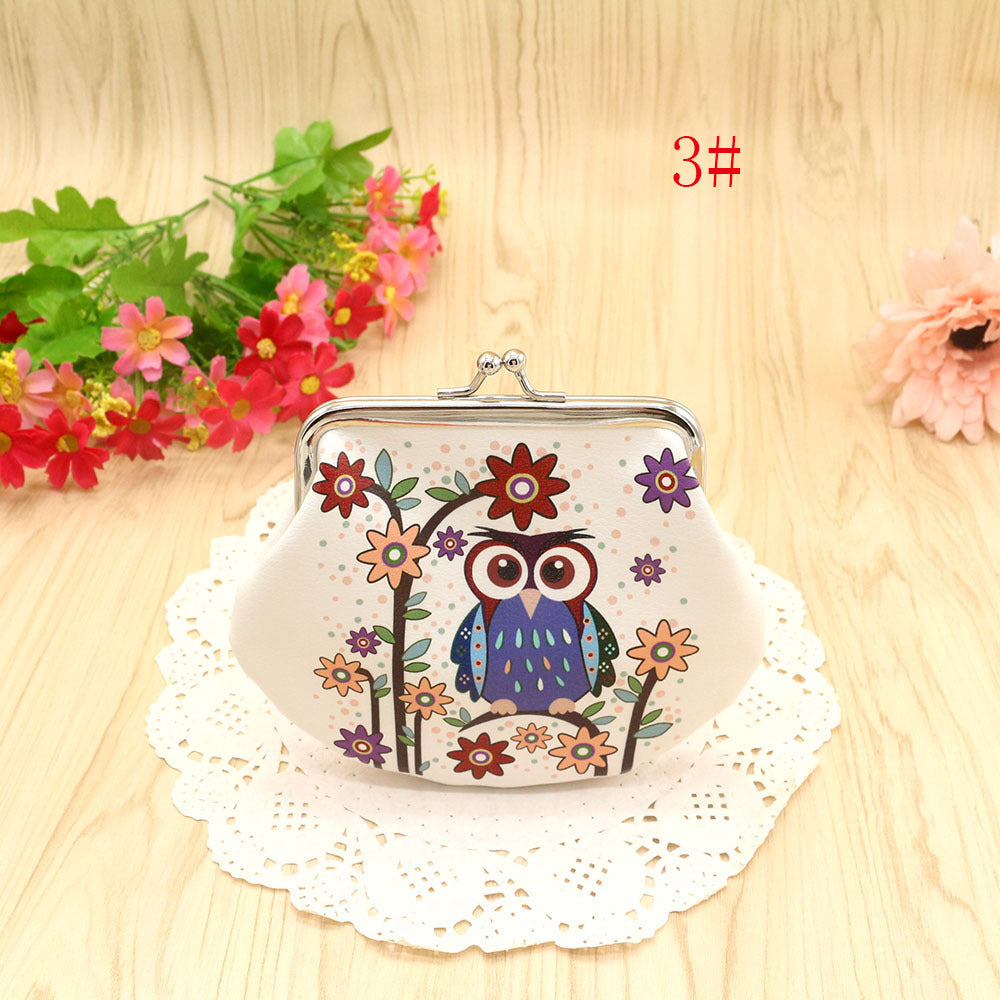Printed Cartoon Owl Coin Purse Card Holder Women's Clutch