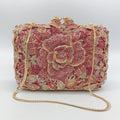 Metal Rose Diamond Chain Clutch Evening Bag