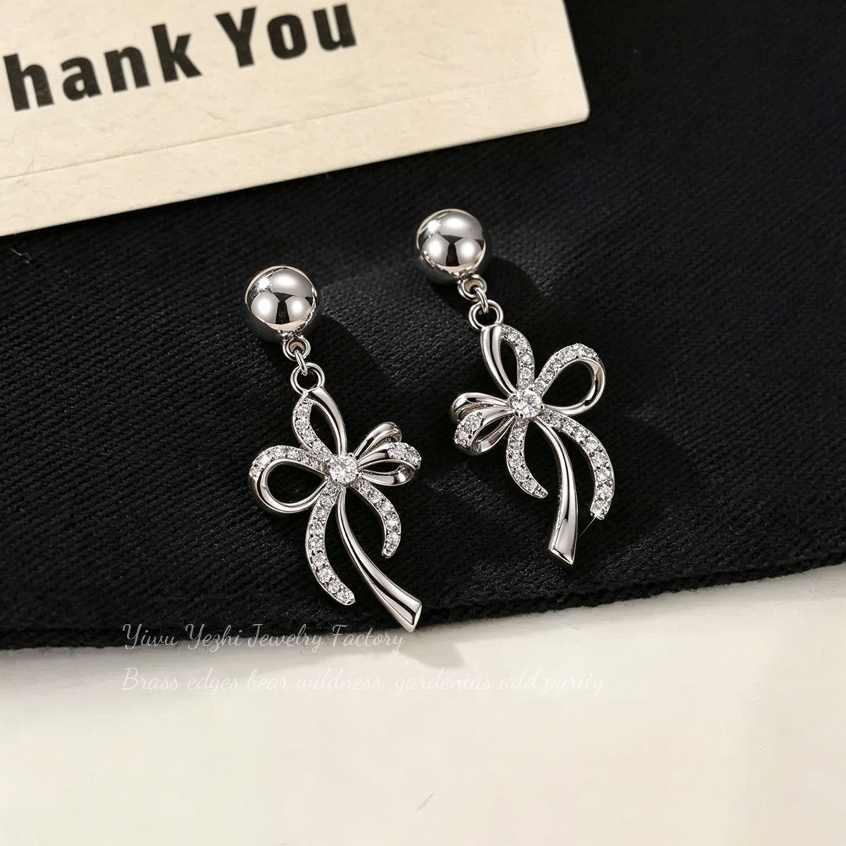 Korean-Style Lace Bow Zircon Earrings For Women, Light Luxury Niche High-End Earrings With Unique Design And Elegant Temperament