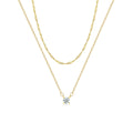 European And American Cross-border Hot Sale Double Layer Copper Plated 18K Gold Square Crystal Zircon Necklace Water Ripple Necklace Light Luxury All-match Neck