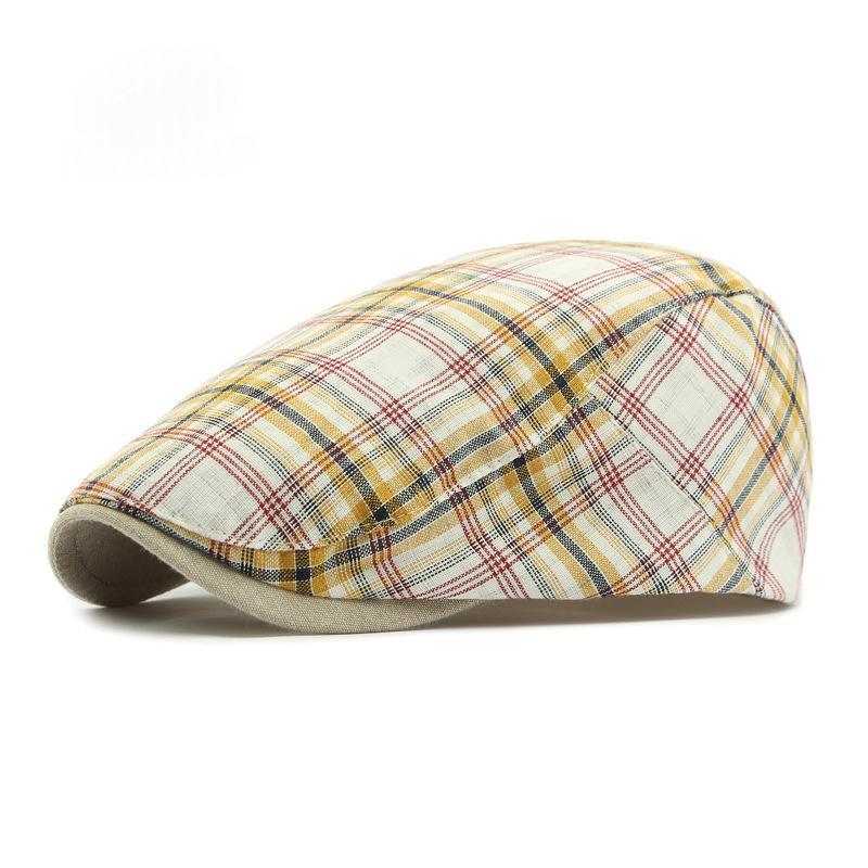 SpringSummer Thin Plaid Beret Hat