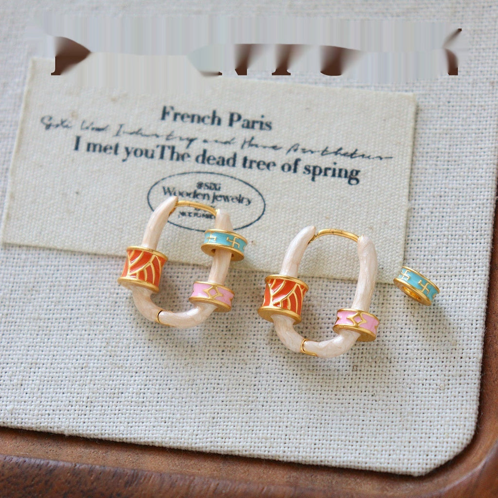 Simple Fashionable And Versatile Dopamine-colored Oil-drop Earrings