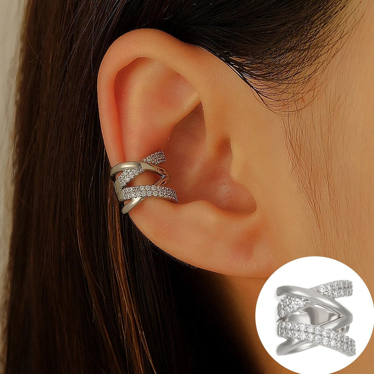 European And American Fashion Double-layer X-cross Ear Cuff