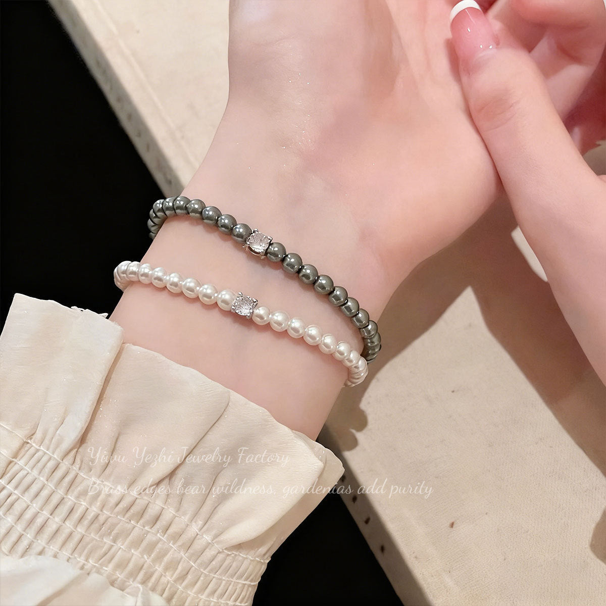 French Retro Pearl Zircon Bracelet For Women, Light Luxury, High-End, Exquisite, Fashionable, Elegant And Versatile Bracelet Bracelet