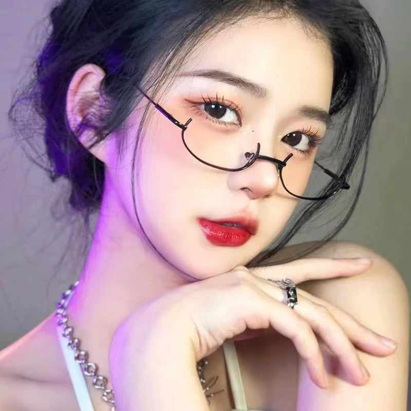 Pure Desire Style Half-rim Glasses Lens-free Decorative Frame