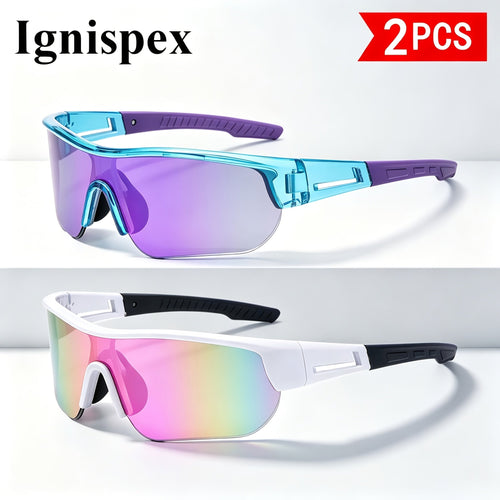 2 Pack Sports Sunglasses For Men And Women, Lightweight Wraparound Cycling Eyewear, Mirrored Lens Sun Glasses, Great For Cycling Running Hiking Climbing And Various Outdoor Sports Activities