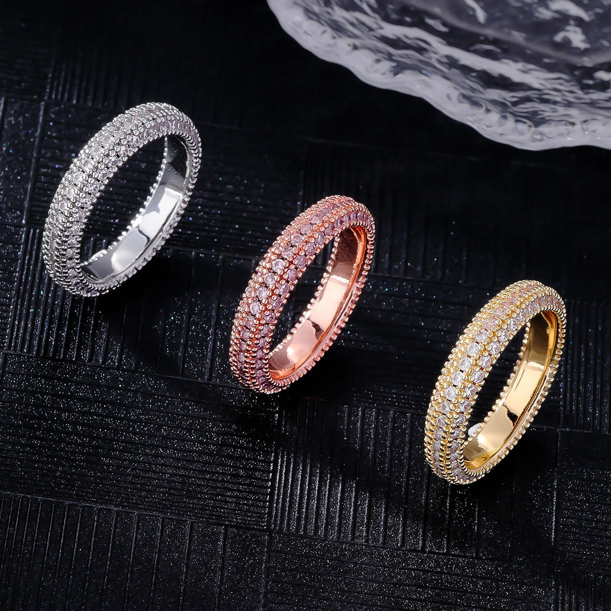 Joseph Jewelry Three-sided Zirconium Shiny Diamond Ring Ring European And American Style Fashion Personalized Hip Hop Ring Trend
