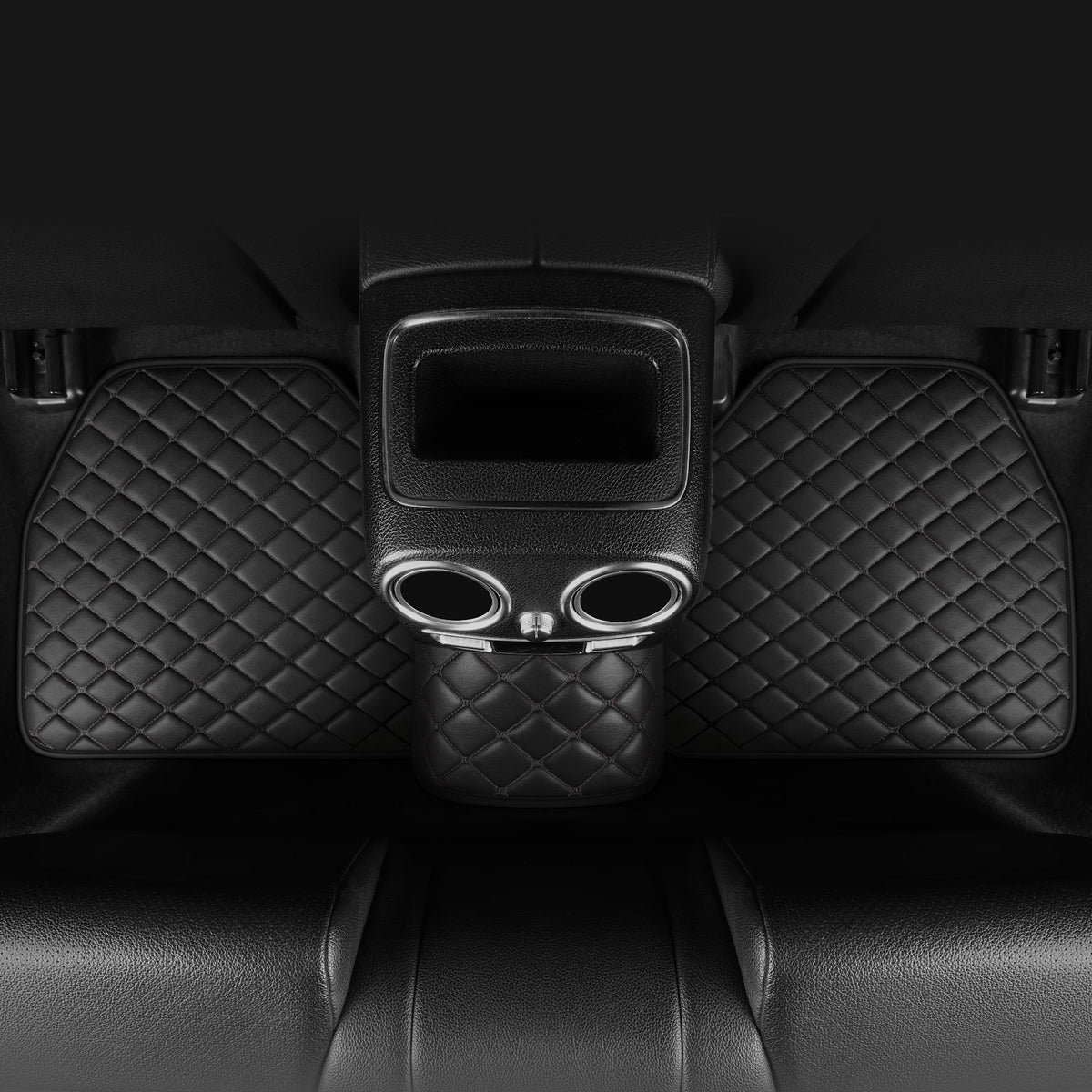Light Luxury Nordic Minimalist Iamond Stitching Full Set Car Floor Mats, All Season Wear-Resistant Waterproof Anti-Slip Universal Auto Foot Liners For Most Sedans SUV Trucks