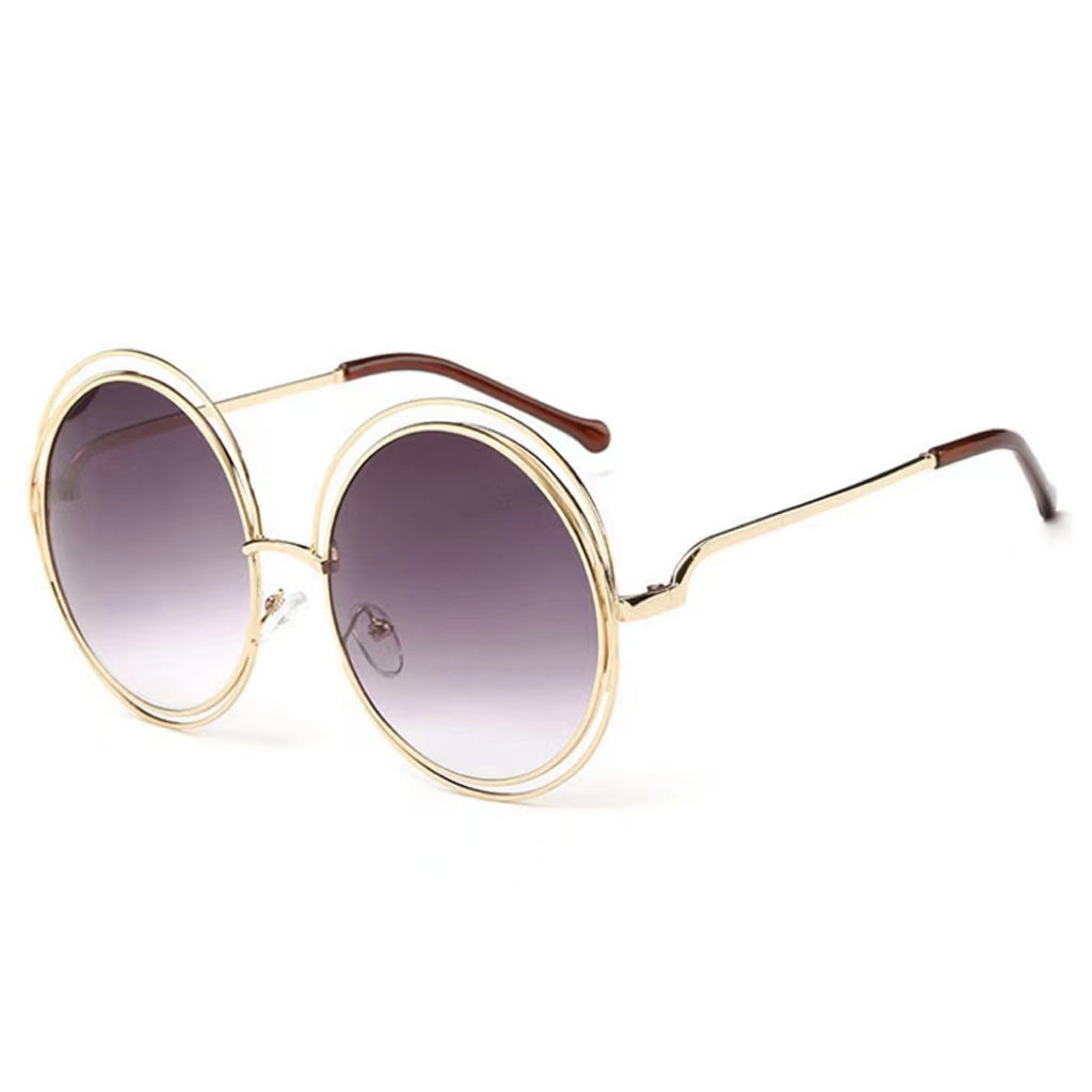 Large Frame Round Frame Women's Sun Glasses True Film Ink Mirror Flat Light Mirror