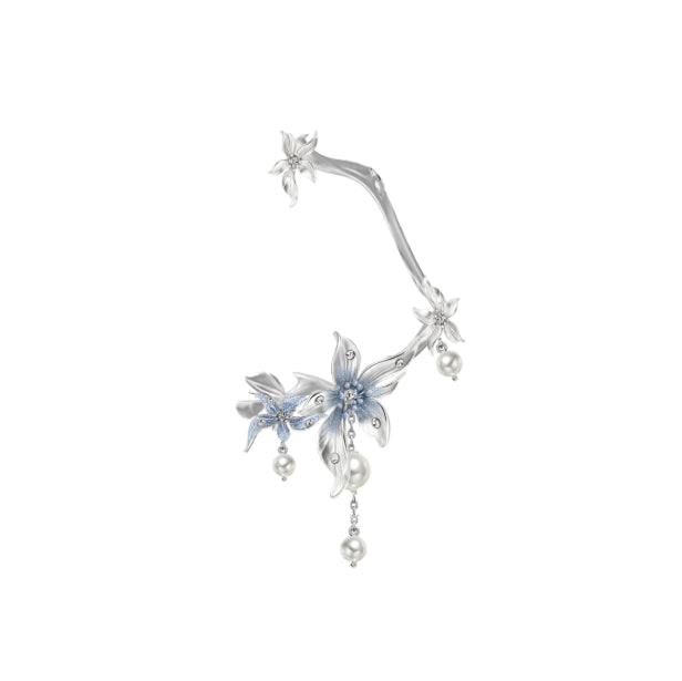 Ultra-girly Haze-blue Iris Flower Ear Pendants With Tassel Earrings