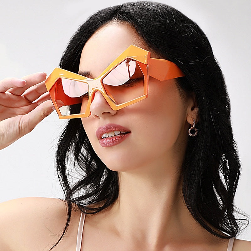 Cat's Eye Polygon Large Rim Sunglasses Female