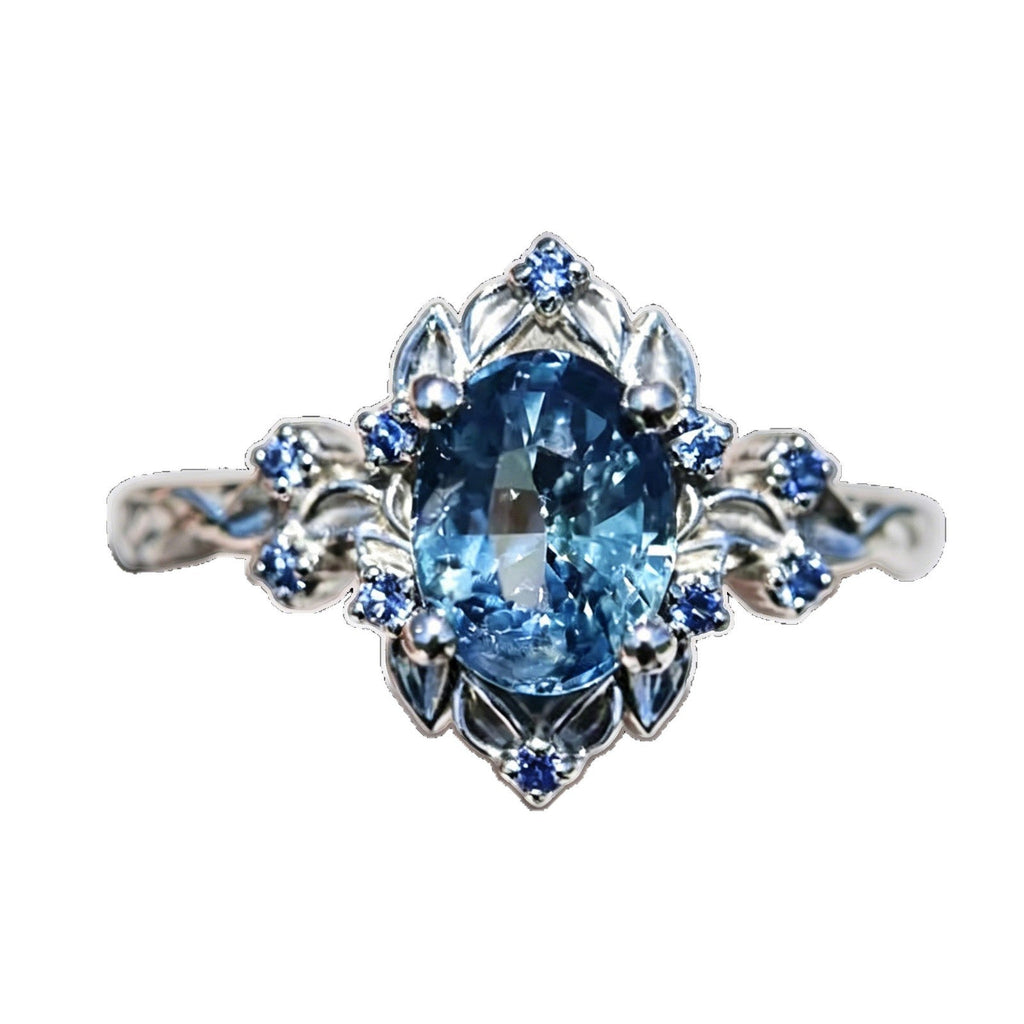 Yanbai Cross-Border Luxury Exquisite Vine Blue Elegant Design Ring, Personalized Copper Inlaid Zircon Versatile Light Luxury Ring