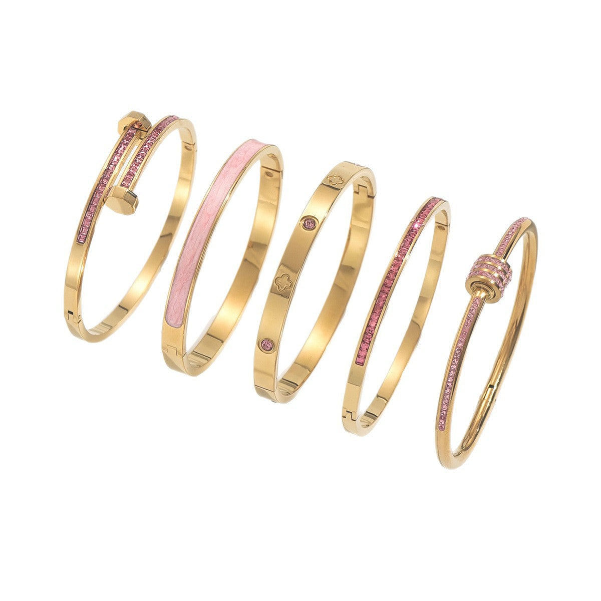 Stainless Steel Bracelet For Women, Non-Fading, Diamond-Encrusted Bracelet, Exquisite And High-End Feel For Girls, Small Waist-Shaped Titanium Steel Bracelet