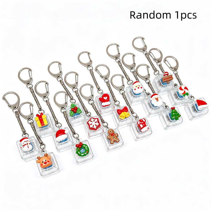 Single-button Christmas Cartoon Stress-relief Keychain