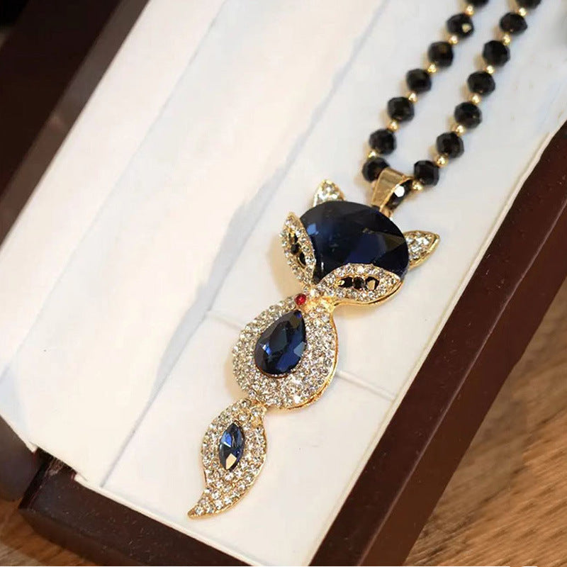 Autumn And Winter New Elegant All-match Fox Necklace Women's Exquisite Fashion Woolen Chain Long Clothes Accessories Decorative Pendant