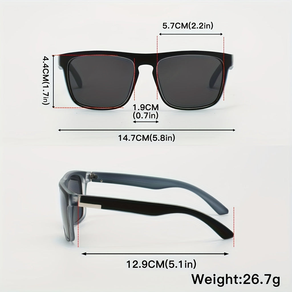 2 PCS Mens Sunglasses Set, Night Vision Driving Glasses & Photochromic Sun Glasses, UV400 Protection Anti Glare Eyewear, Lightweight Square Frame Glasses For Day Night Driving, Outdoor Travel And Dai