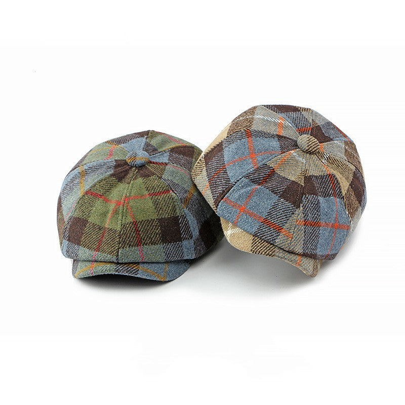 Plaid Newsboy Cap With A Brim