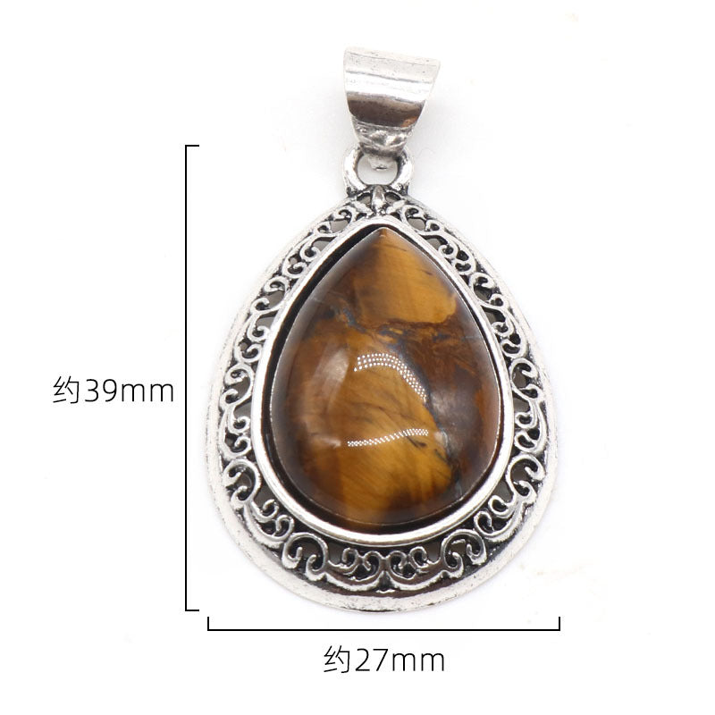 Crystal Agate Semi-precious Gemstone Teardrop Pendant