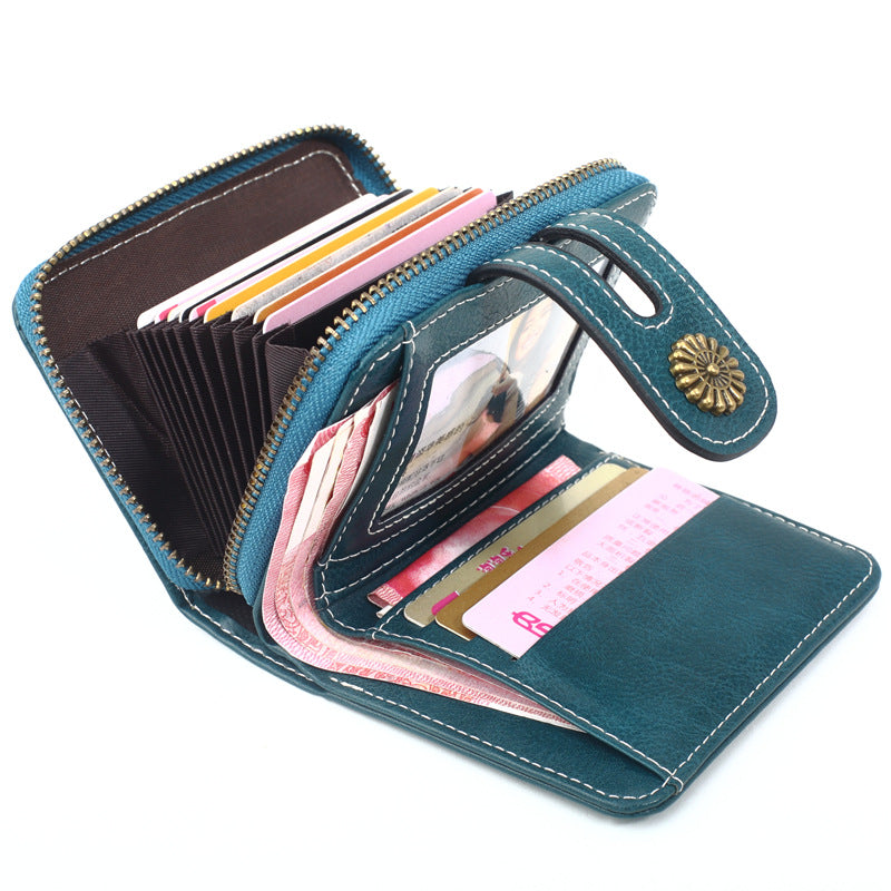 Oily Leather Storage Coin Purse Women's Pendant Small Card Holder