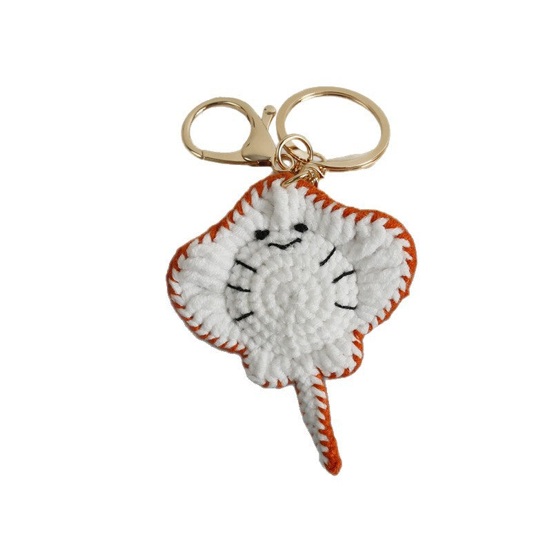Hand-knitted Yarn Crocheted Stingray Keychain