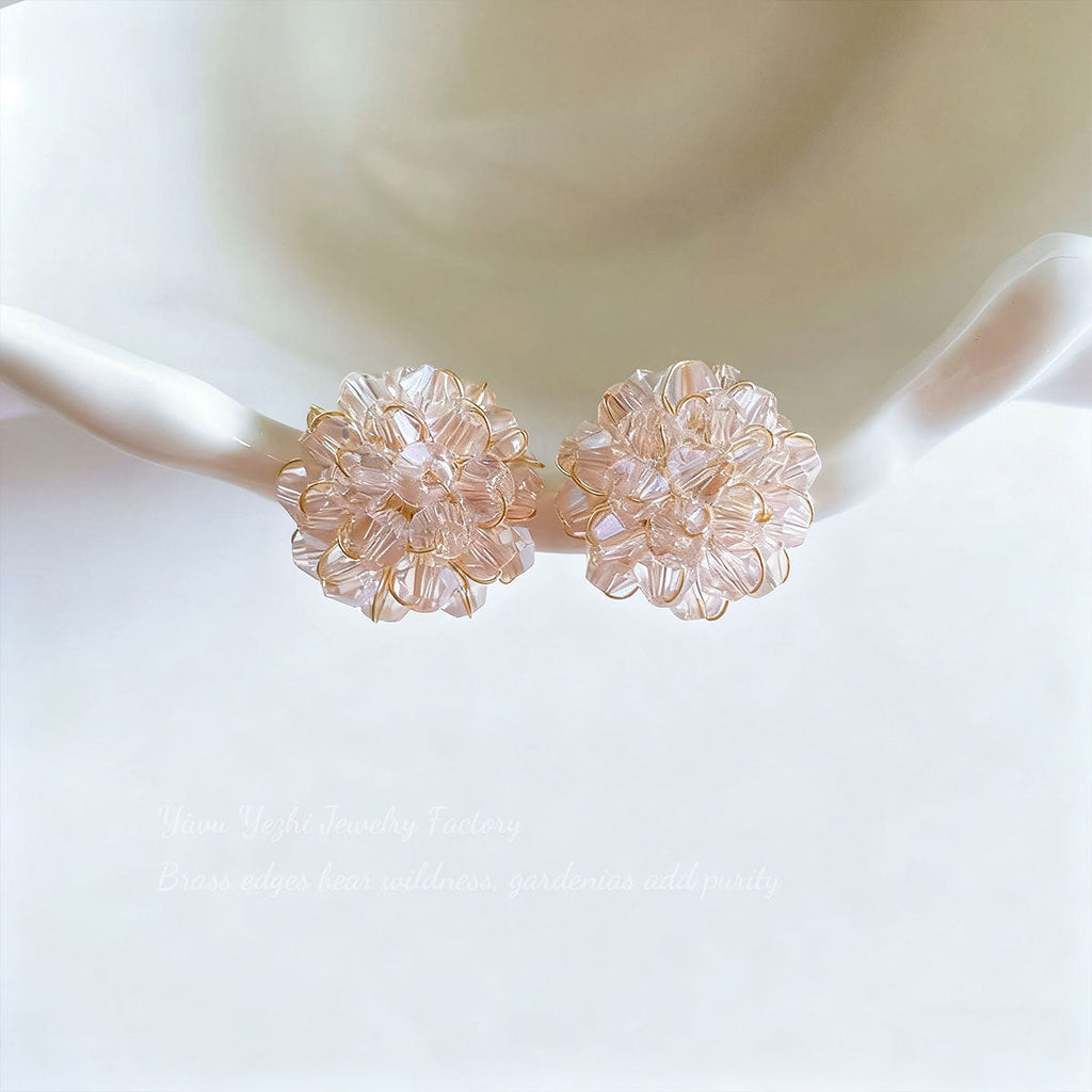 S925 Silver Needle Super Fairy Sweet Elegant Flower Crystal Earrings Popular Accessible Luxury Fashion Versatile Stylish Retro Earrings
