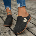 Summer Closed Toe Sandals Metal Hollow Slides Shoes For Women