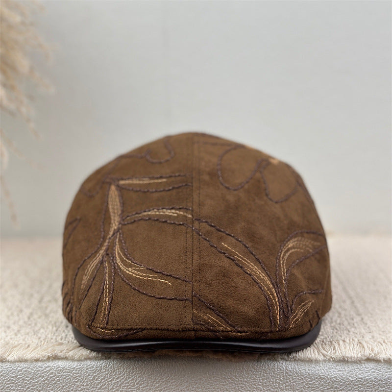 Retro Fashion Irregular Line Flower Forward Hat With PU Brim And Cap Flap, Combined With A Baseball Cap, Casual And Versatile, Suitable For All Occasions.