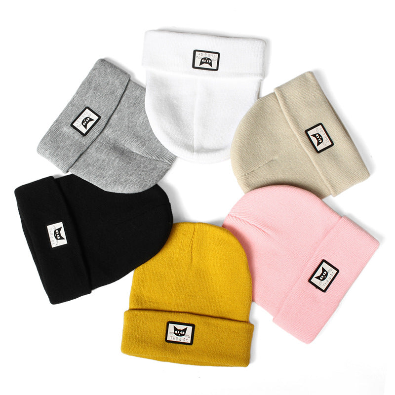 Black Cat Head Decal Skiing Warmth Autumn Winter Knitted Wool Hat