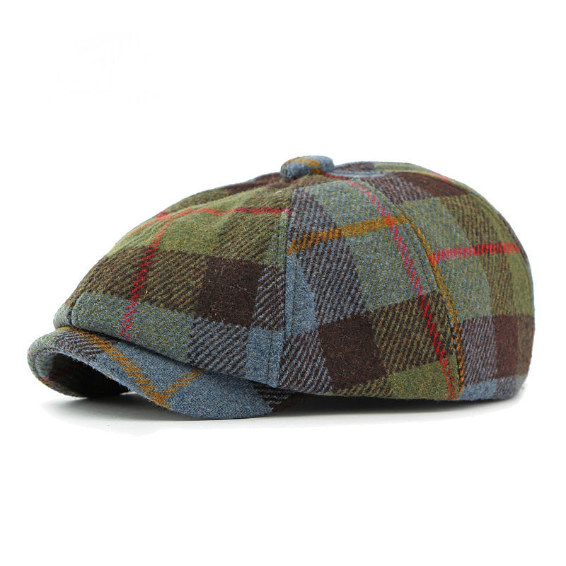 Plaid Newsboy Cap With A Brim