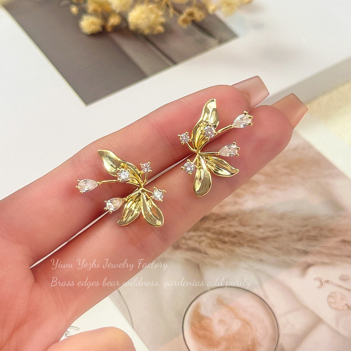 2026 New French-Style Gentle And Cool Exquisite Flower Zircon Earrings With Unique Design And Minimalist Style