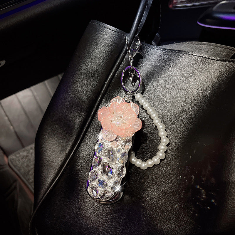 Multifunctional Folding Mirror Keychain Bag Charm For Women