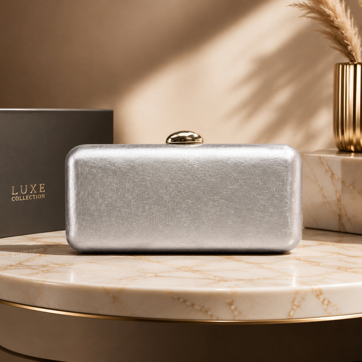 Luxury Evening Clutch For Women, New Metallic Texture Handbag, Simple And Stylish Banquet Bag, High-end Small Square Bag