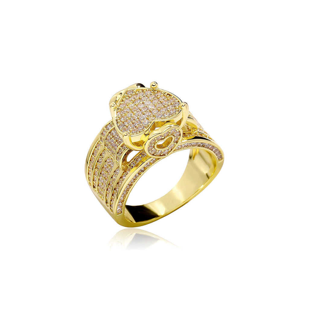 Amazon Cross-Border Trendy Hip-Hop Love Rings For Men And Women, Cuban Zircon Jewelry Wholesale, Hip-Hop Interlocking Rings
