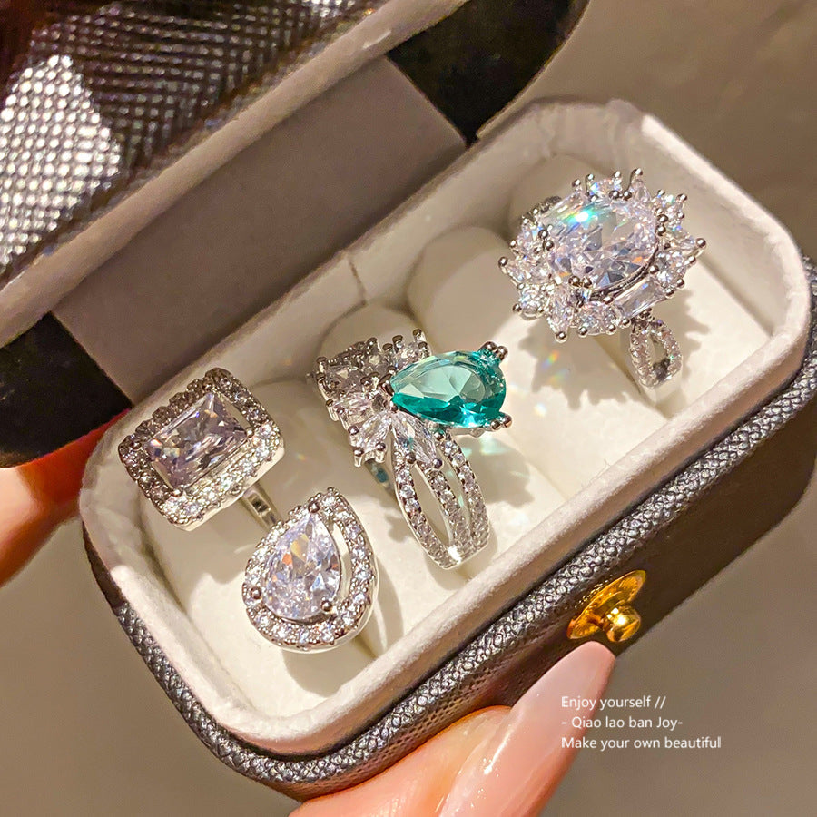 Zircon Oval Open Ring, Simple And Stylish, Unique Minimalist Style, Index Finger Ring, Light Luxury, High-End Feel, Wholesale Jewelry