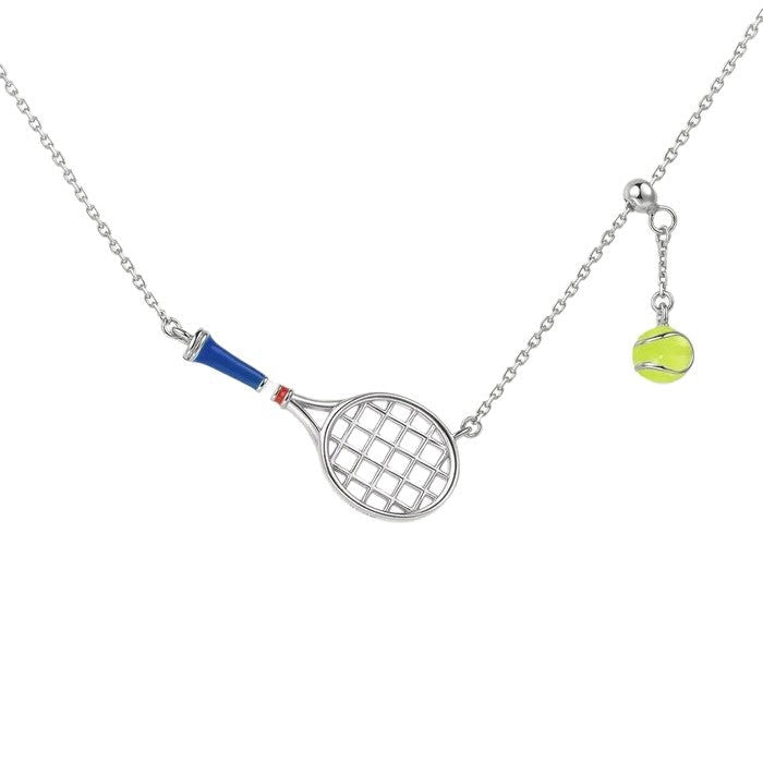 Colorful Oil-drop Tennis Racket Pendant Necklace