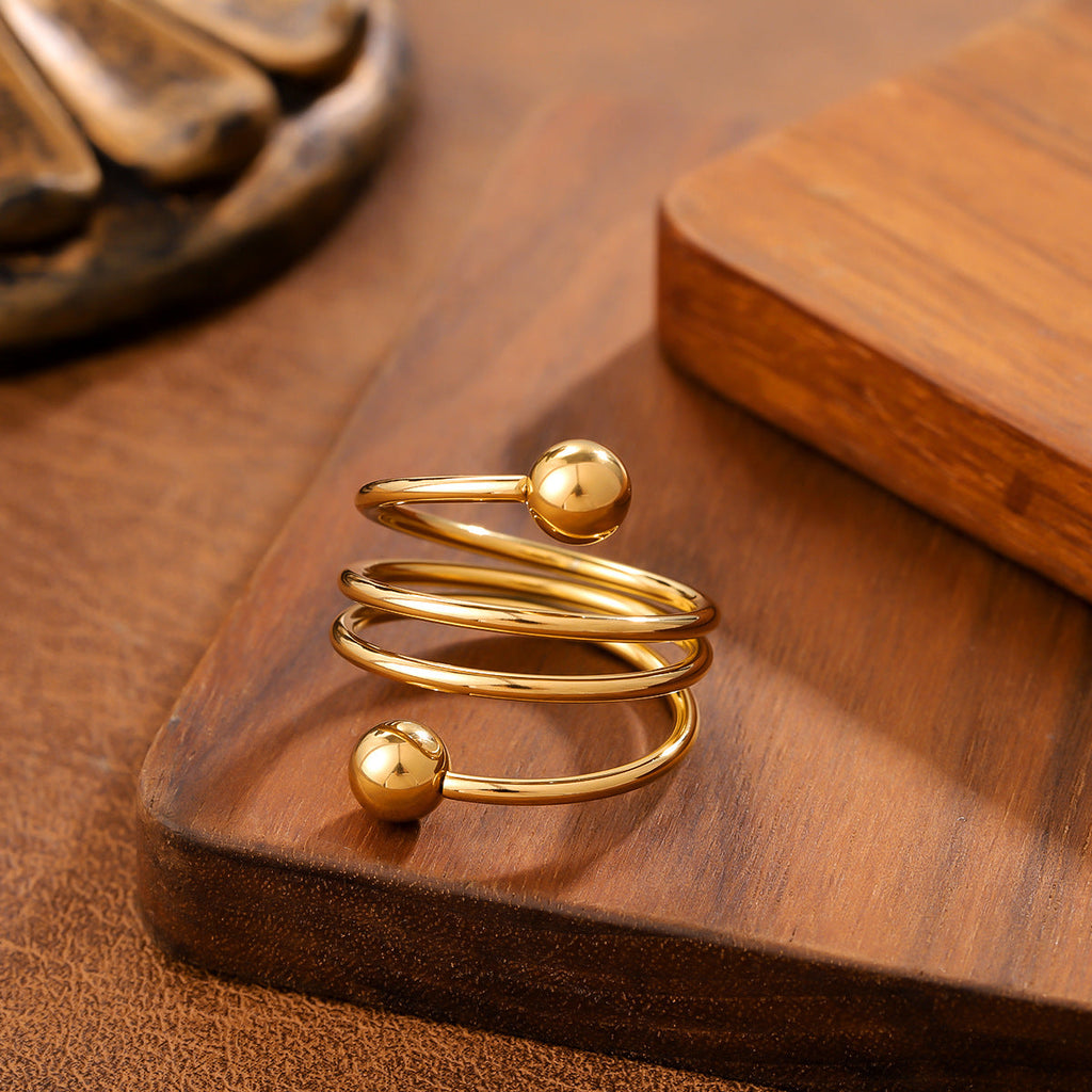 Ins-style Geometric Sphere Titanium Steel Ring For Women