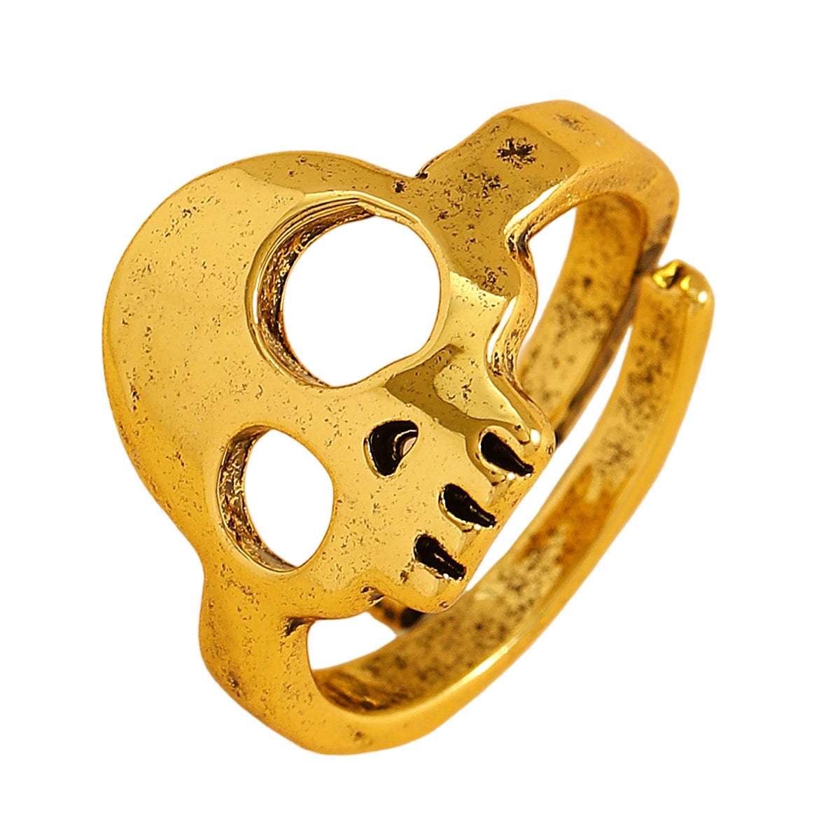 Retro Distressed Skull Open Ring Unisex Design