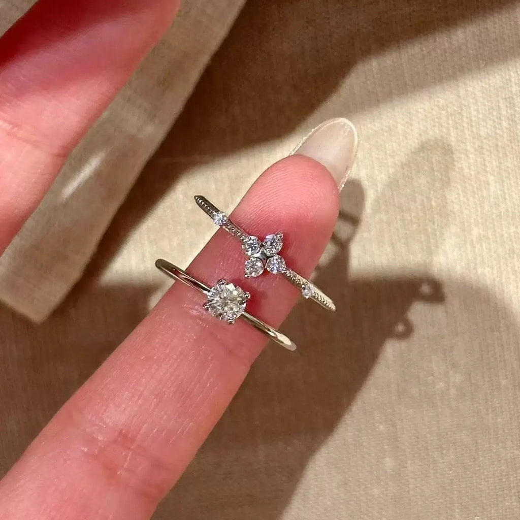 Sweet Flower Women Ring, Delicate Fashion High-End Elegant Versatile Stackable Open Band, Ins Style Index Finger Ring