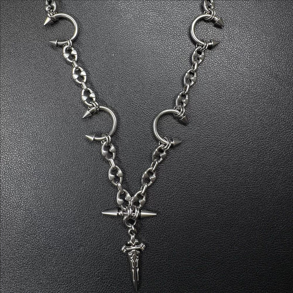 Spiked Sword Pendant Necklace For Men And Women