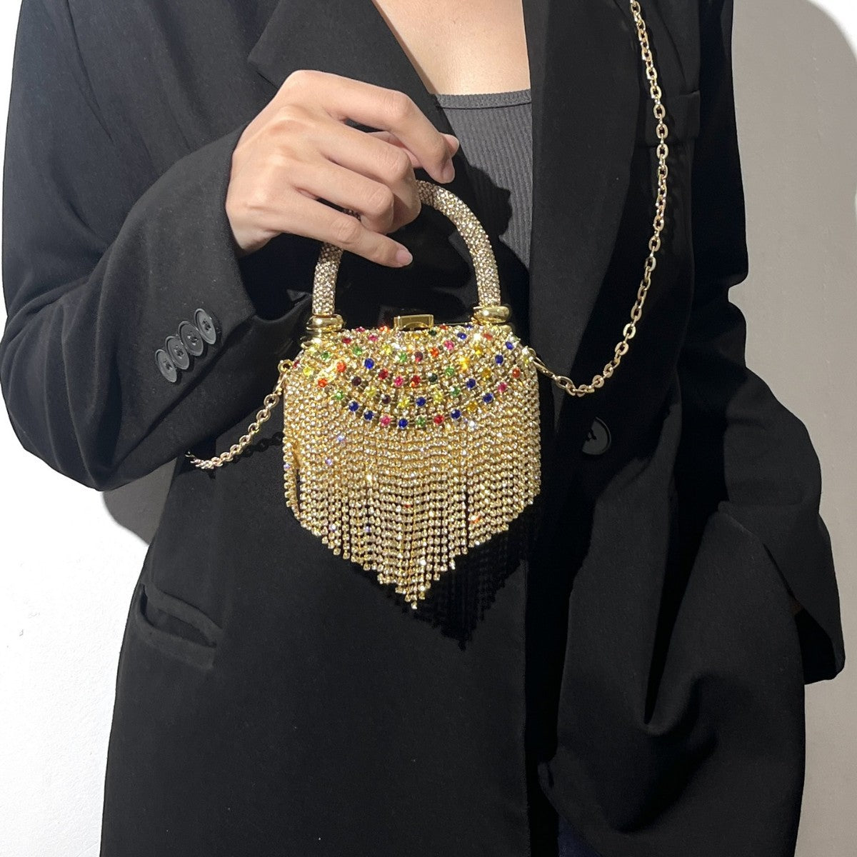 Evening Clutch Shoulder And Crossbody Bag Handbag Fully Diamond-encrusted Womens