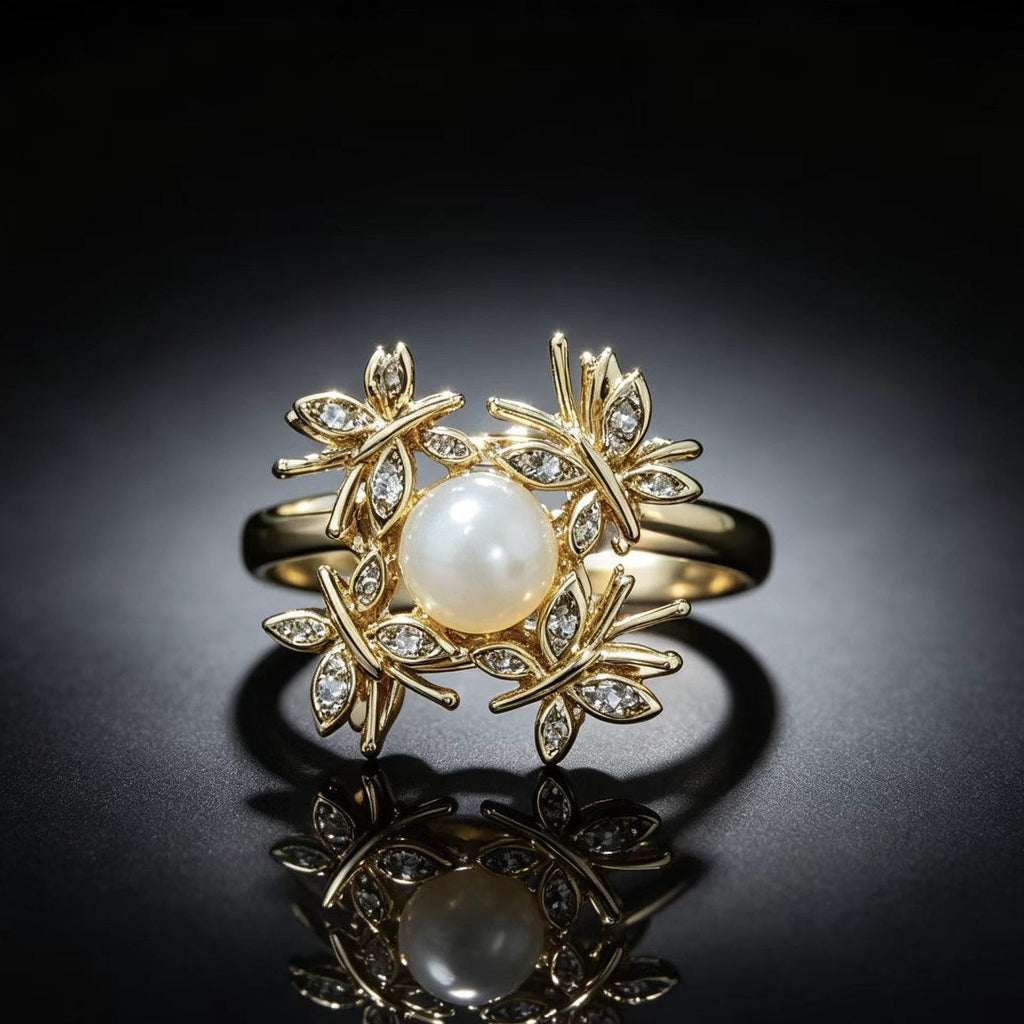 Micro-paved Butterfly Rotating Open-ended Zircon Ring