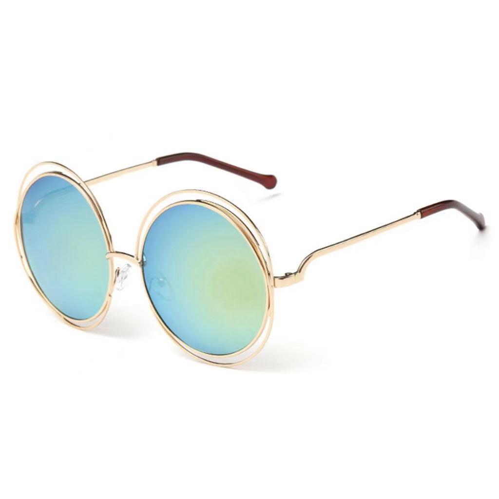 Large Frame Round Frame Women's Sun Glasses True Film Ink Mirror Flat Light Mirror