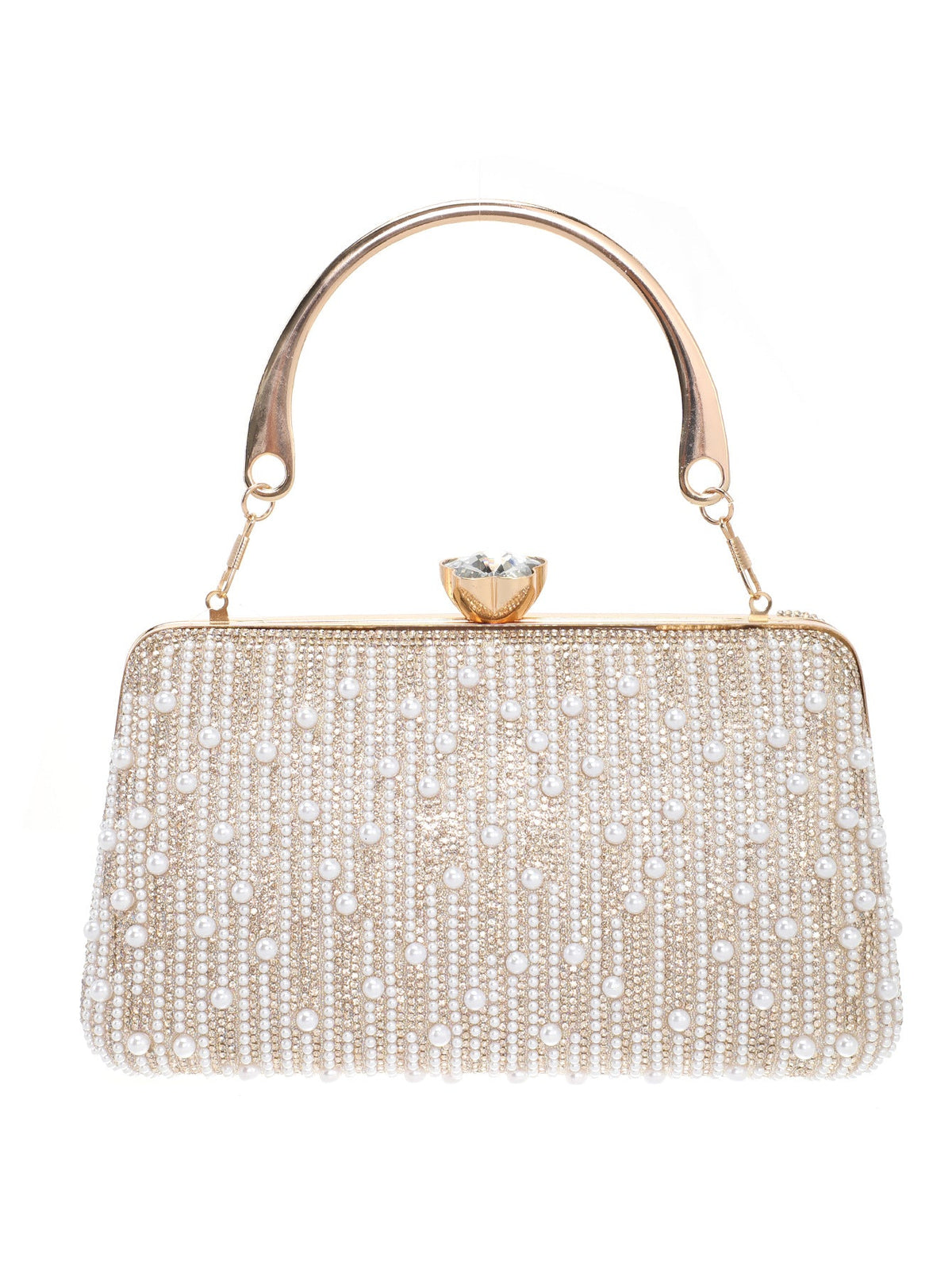 Women's Elegant Beaded Embroidered Evening Clutch Formal Gown Purse, Banquet Handbag, Fashion Shoulder Bag & Top-Handle Bag