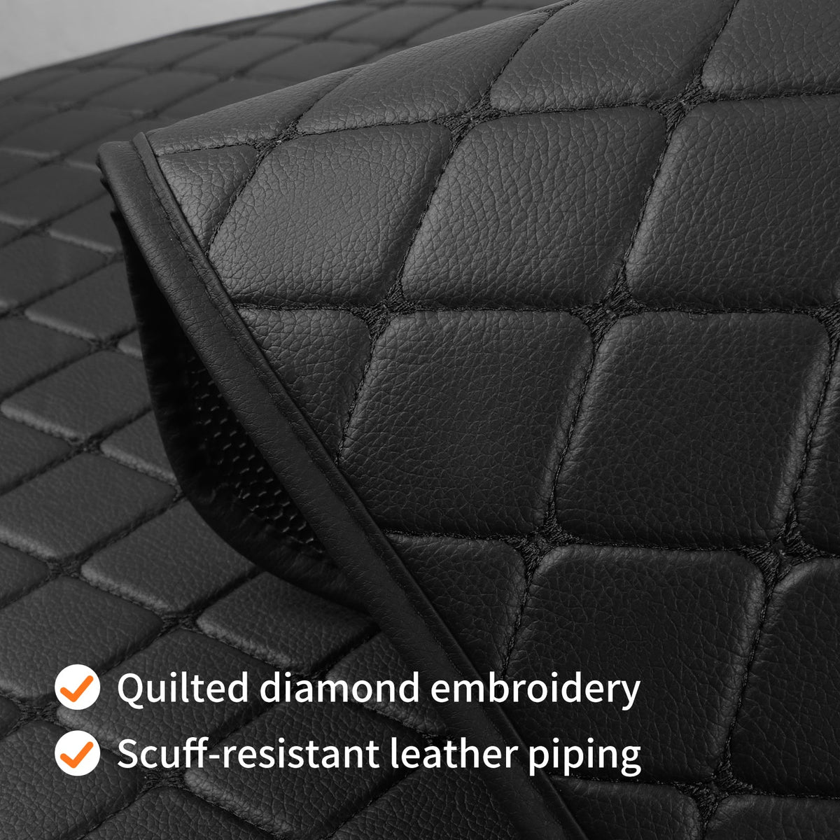 Light Luxury Nordic Minimalist Iamond Stitching Full Set Car Floor Mats, All Season Wear-Resistant Waterproof Anti-Slip Universal Auto Foot Liners For Most Sedans SUV Trucks