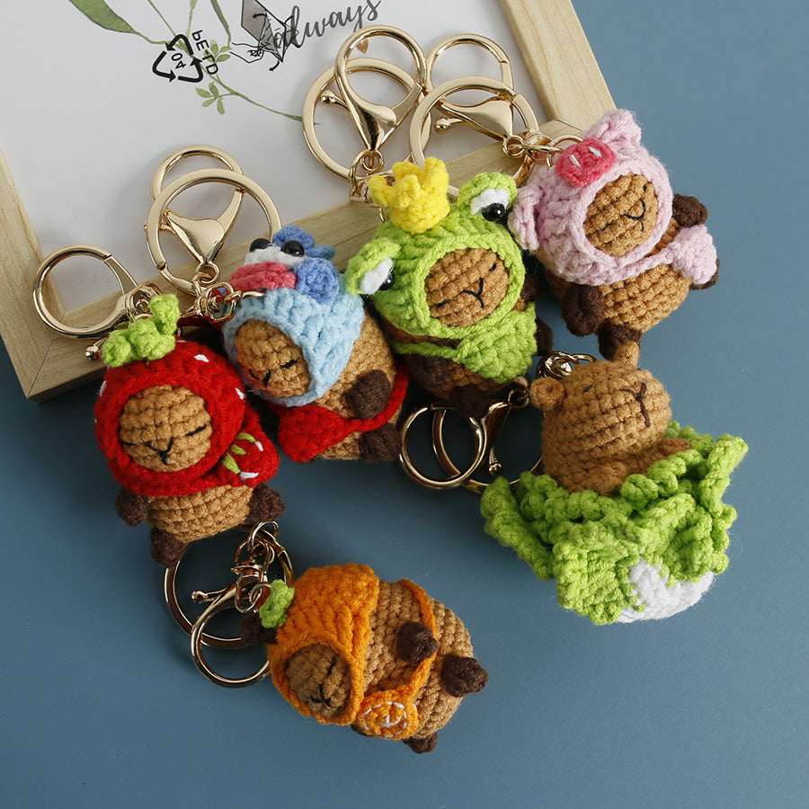 New Handmade Crocheted Capybara Keychain