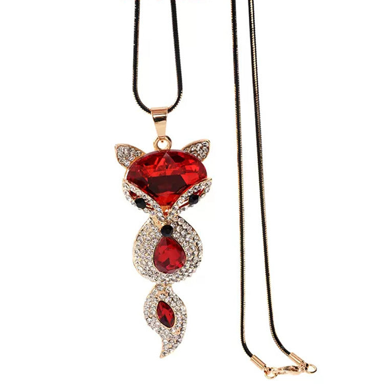 Autumn And Winter New Elegant All-match Fox Necklace Women's Exquisite Fashion Woolen Chain Long Clothes Accessories Decorative Pendant