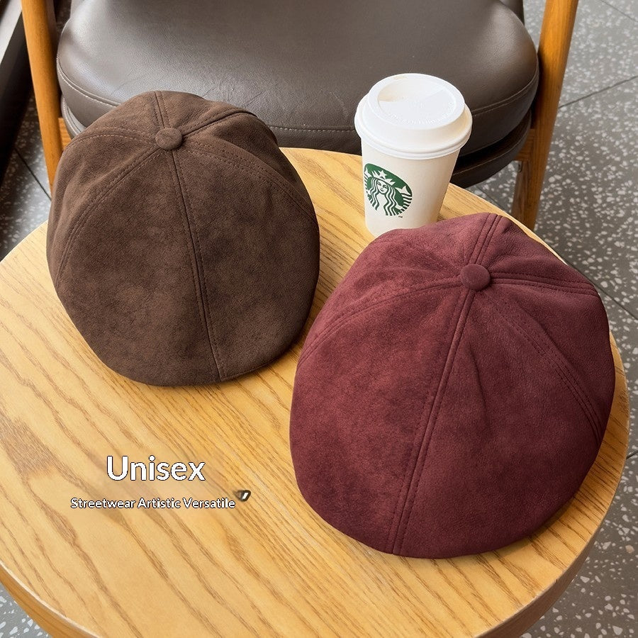 Vintage Distressed Suede Flat Cap Men's Beret