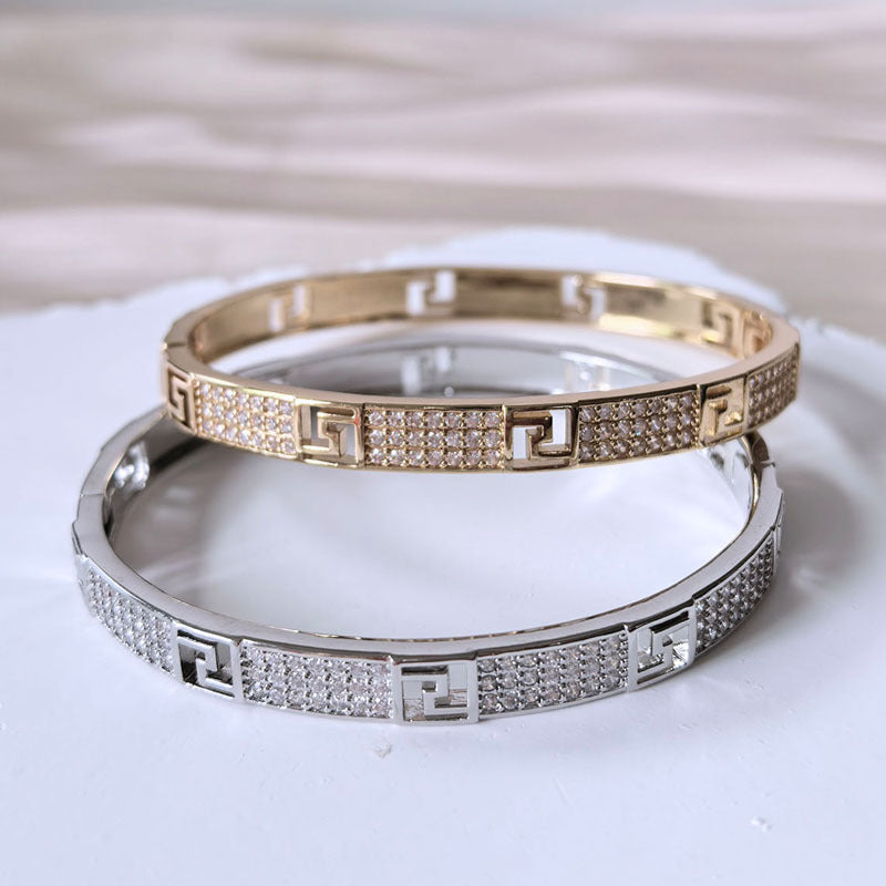 Minimalist Light Luxury Letter Style Diamond Encrusted Openwork Bracelet